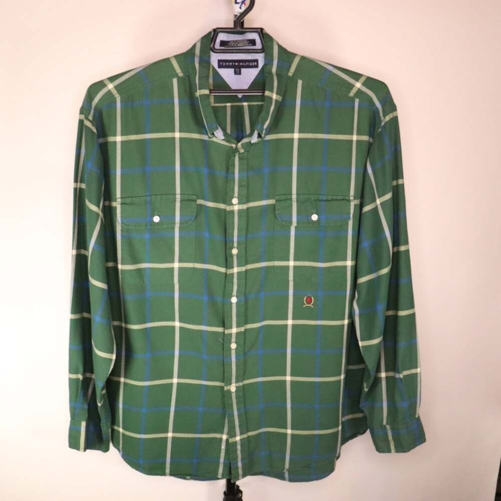 Tommy Hilfiger Plaid Button Down Long Sleeve Shirt Size 2XL Mens